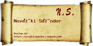 Nováki Sándor névjegykártya