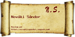 Nováki Sándor névjegykártya